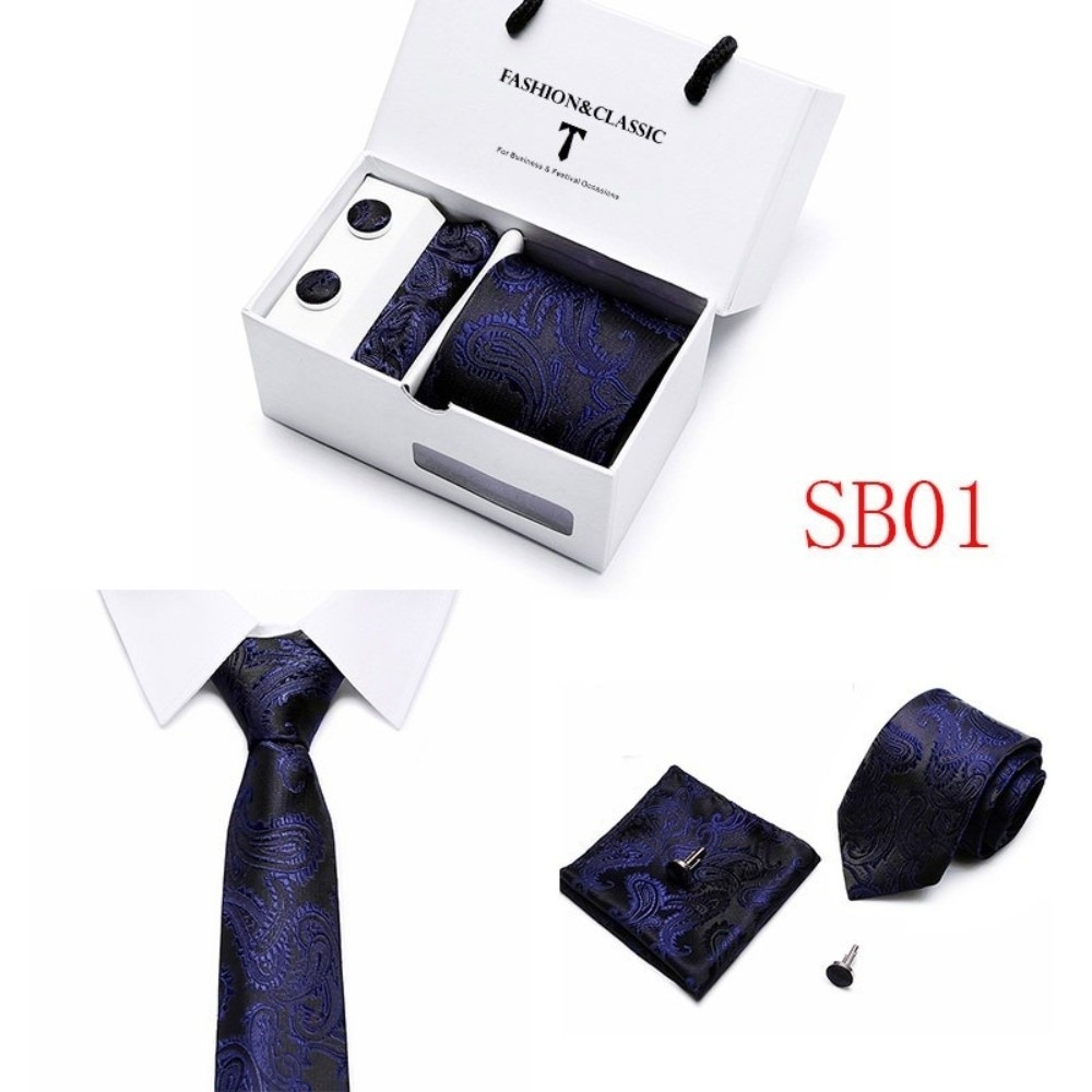 Cravate en soie jacquard tissé - Neck Tie Set Box avis et prix